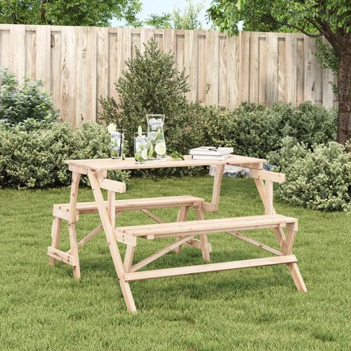 vidaXL Picnic Table with Benches Solid Wood Fir 2-in-1 Convertible - Picnic Tables from vidaXL