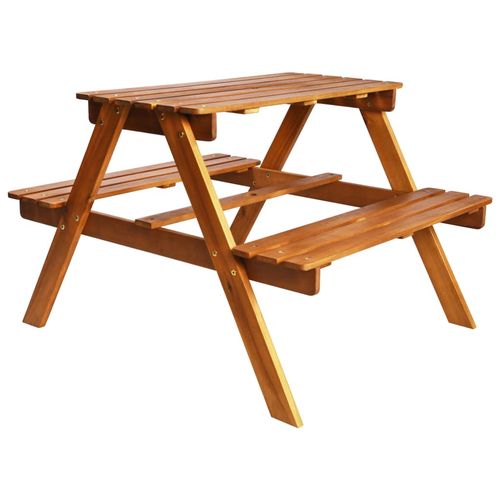Kids Picnic Table with Parasol 79x90x60 cm Solid Acacia Wood - Picnic Tables from vidaXL