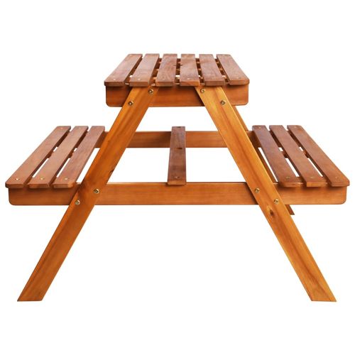 Kids Picnic Table with Parasol 79x90x60 cm Solid Acacia Wood - Picnic Tables from vidaXL