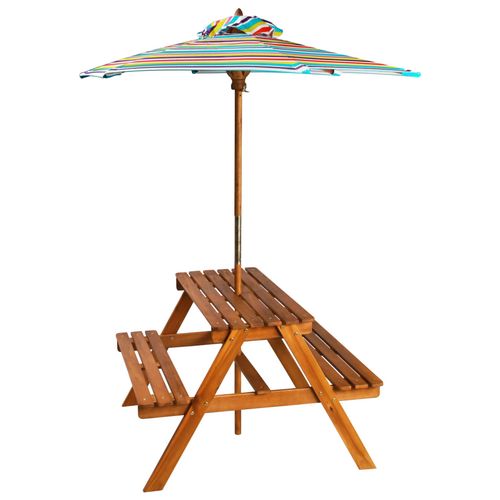 Kids Picnic Table with Parasol 79x90x60 cm Solid Acacia Wood - Picnic Tables from vidaXL