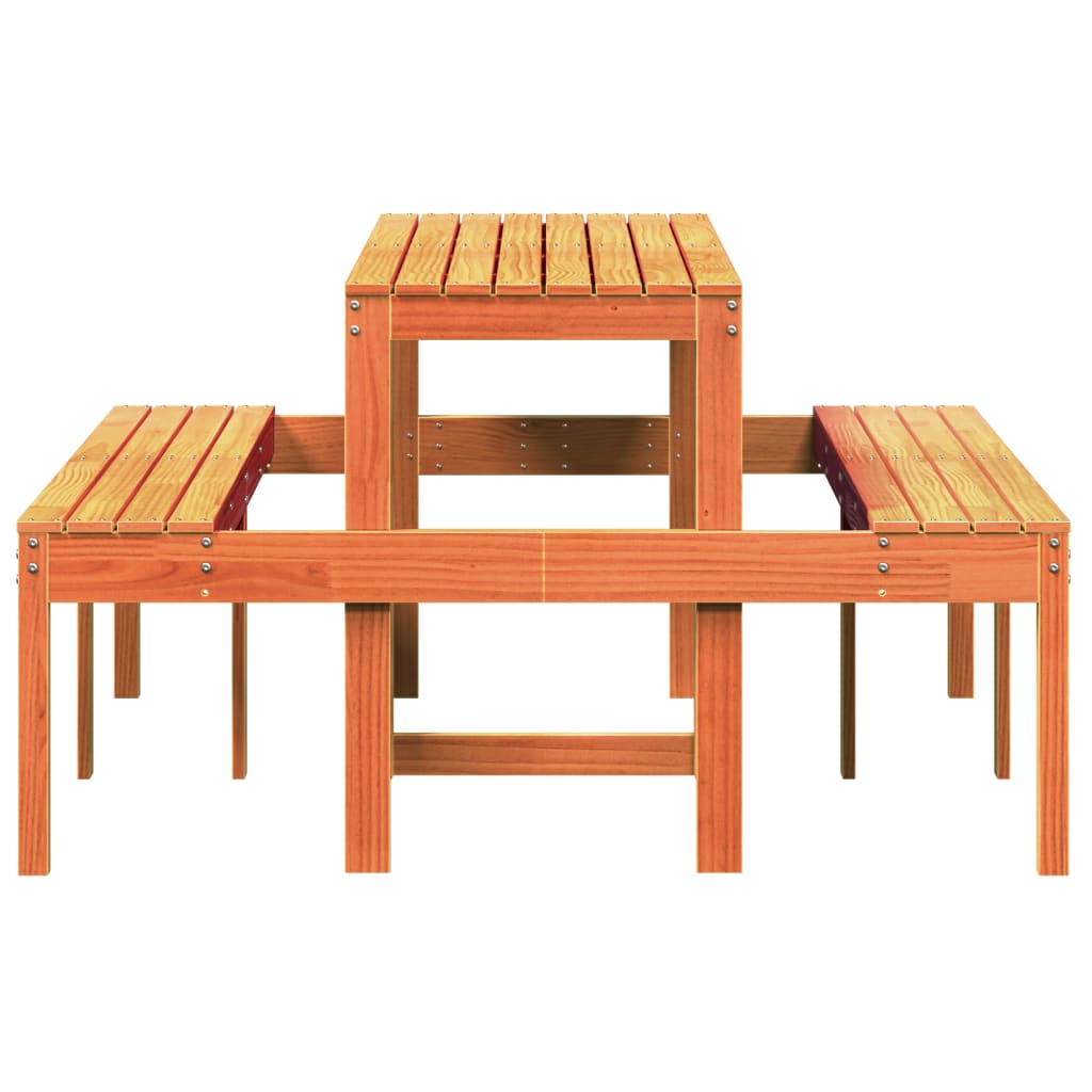 vidaXL Picnic Table Wax Brown 110x134x75 cm Solid Wood Pine - Picnic Tables from vidaXL