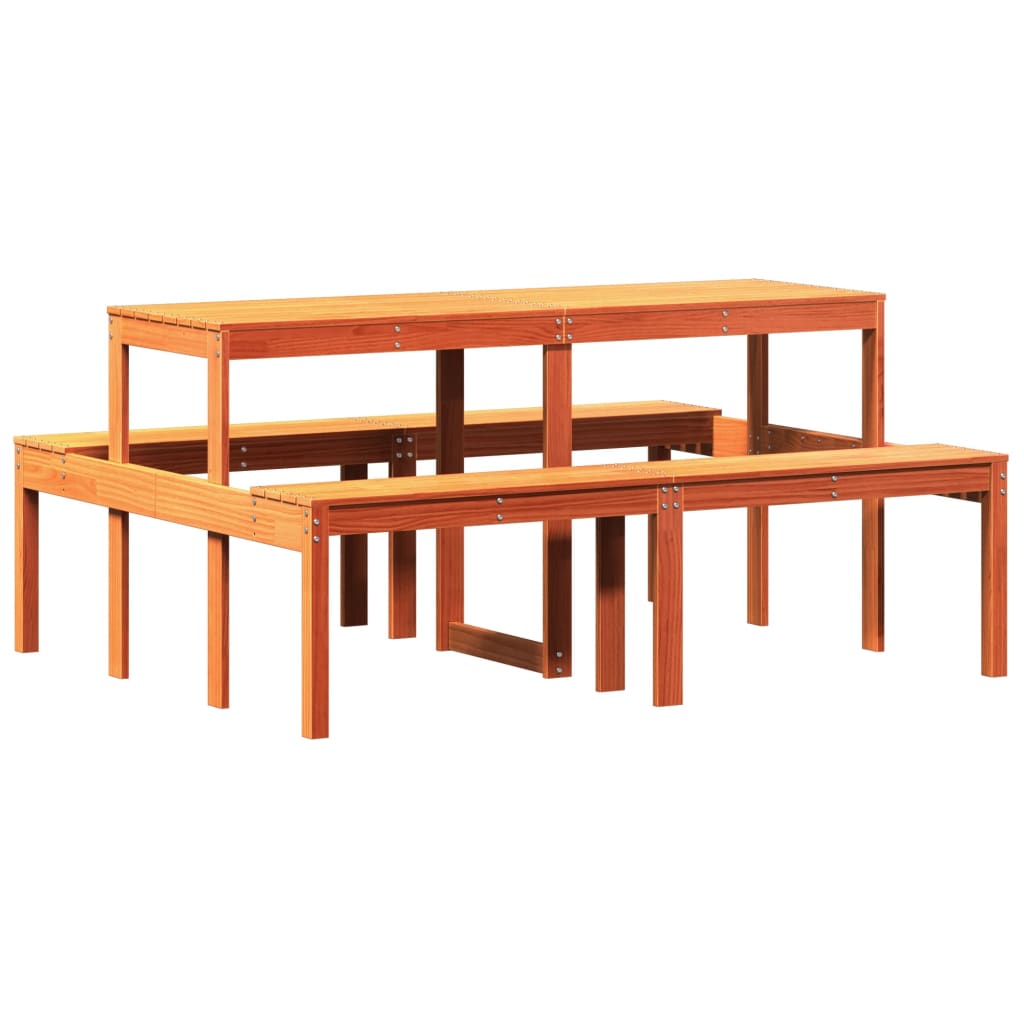 vidaXL Picnic Table Wax Brown 110x134x75 cm Solid Wood Pine - Picnic Tables from vidaXL