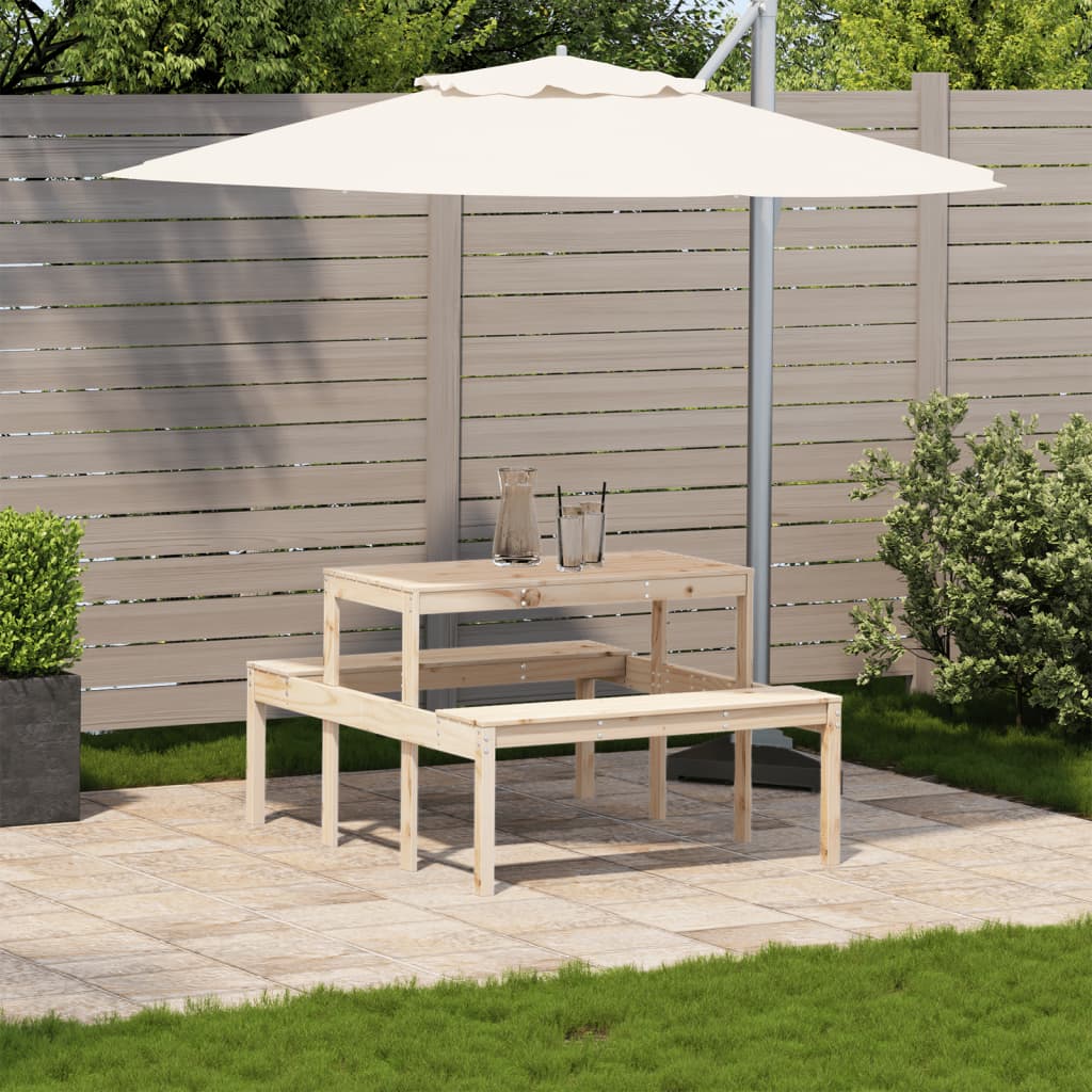 vidaXL Picnic Table Wax Brown 110x134x75 cm Solid Wood Pine - Picnic Tables from vidaXL