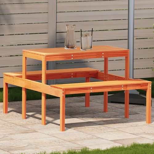 vidaXL Picnic Table Wax Brown 110x134x75 cm Solid Wood Pine - Picnic Tables from vidaXL