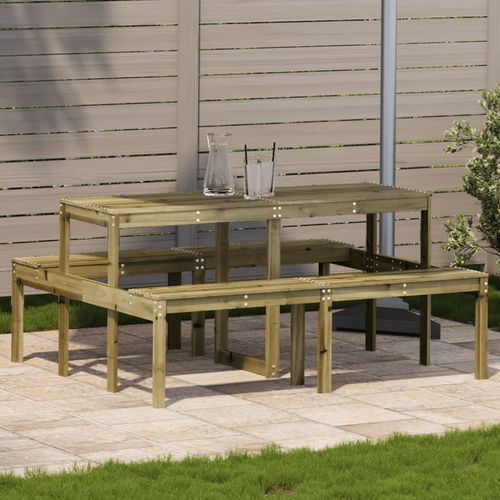 vidaXL Picnic Table Wax Brown 110x134x75 cm Solid Wood Pine - Picnic Tables from vidaXL