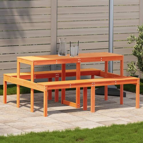 vidaXL Picnic Table Wax Brown 110x134x75 cm Solid Wood Pine - Picnic Tables from vidaXL