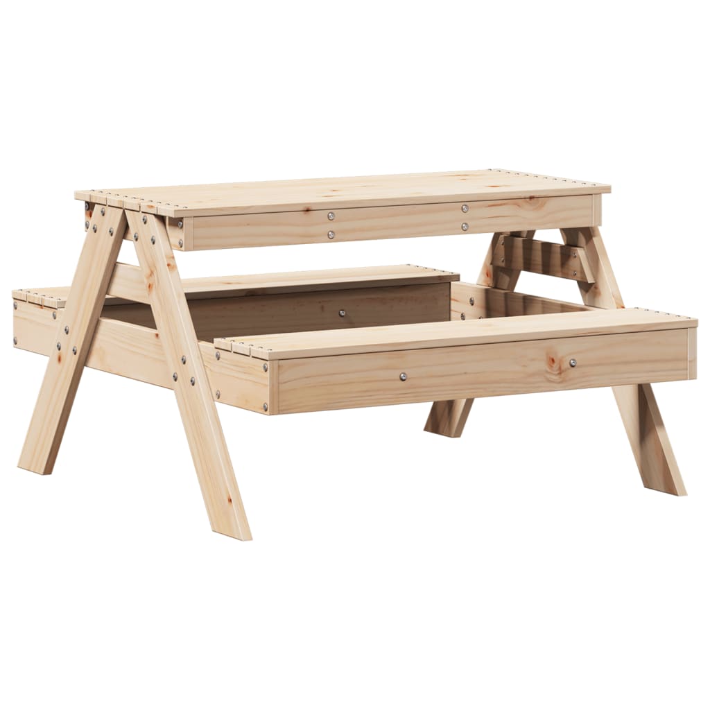 vidaXL Picnic Table for Kids Wax Brown 88x97x52 cm Solid Wood Pine - Picnic Tables from vidaXL