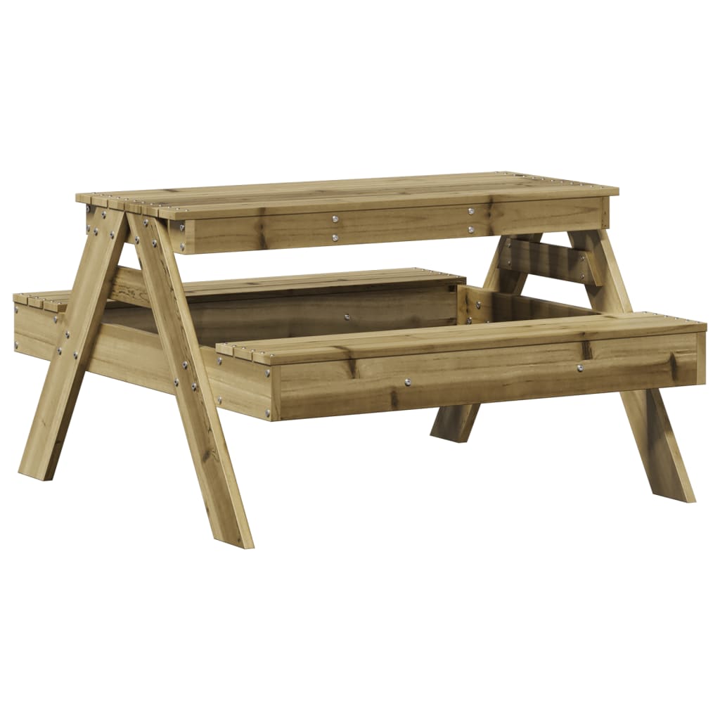 vidaXL Picnic Table for Kids Wax Brown 88x97x52 cm Solid Wood Pine - Picnic Tables from vidaXL