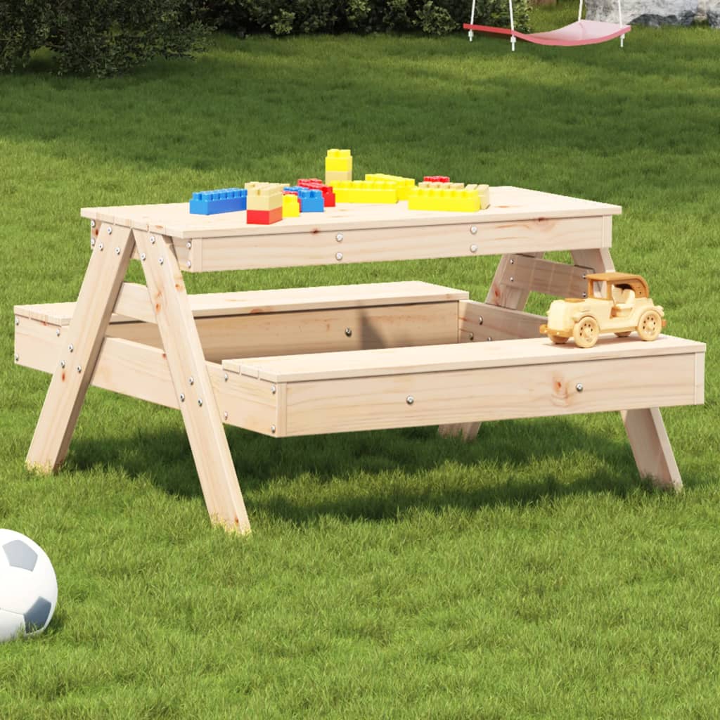 vidaXL Picnic Table for Kids Wax Brown 88x97x52 cm Solid Wood Pine - Picnic Tables from vidaXL