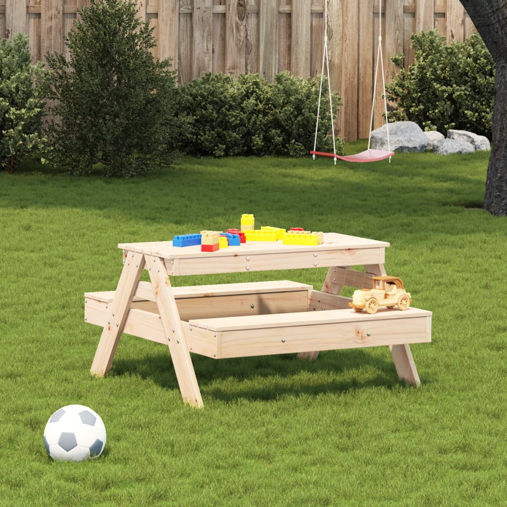 vidaXL Picnic Table for Kids Wax Brown 88x97x52 cm Solid Wood Pine - Picnic Tables from vidaXL