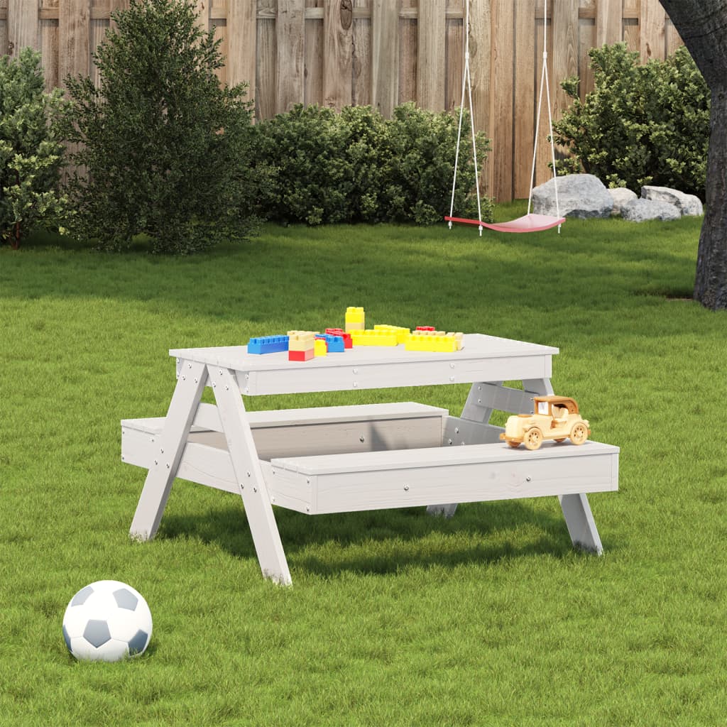 vidaXL Picnic Table for Kids Wax Brown 88x97x52 cm Solid Wood Pine - Picnic Tables from vidaXL