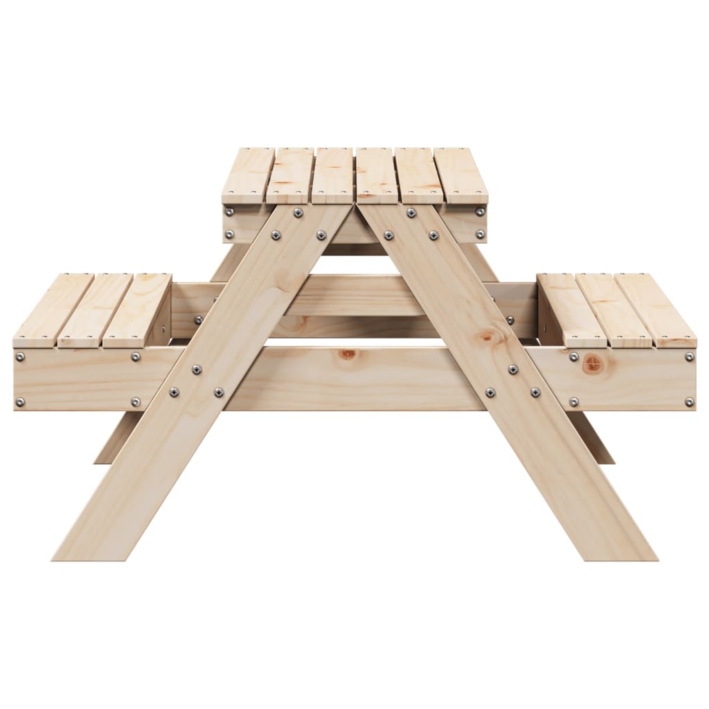 vidaXL Picnic Table for Kids Wax Brown 88x97x52 cm Solid Wood Pine - Picnic Tables from vidaXL