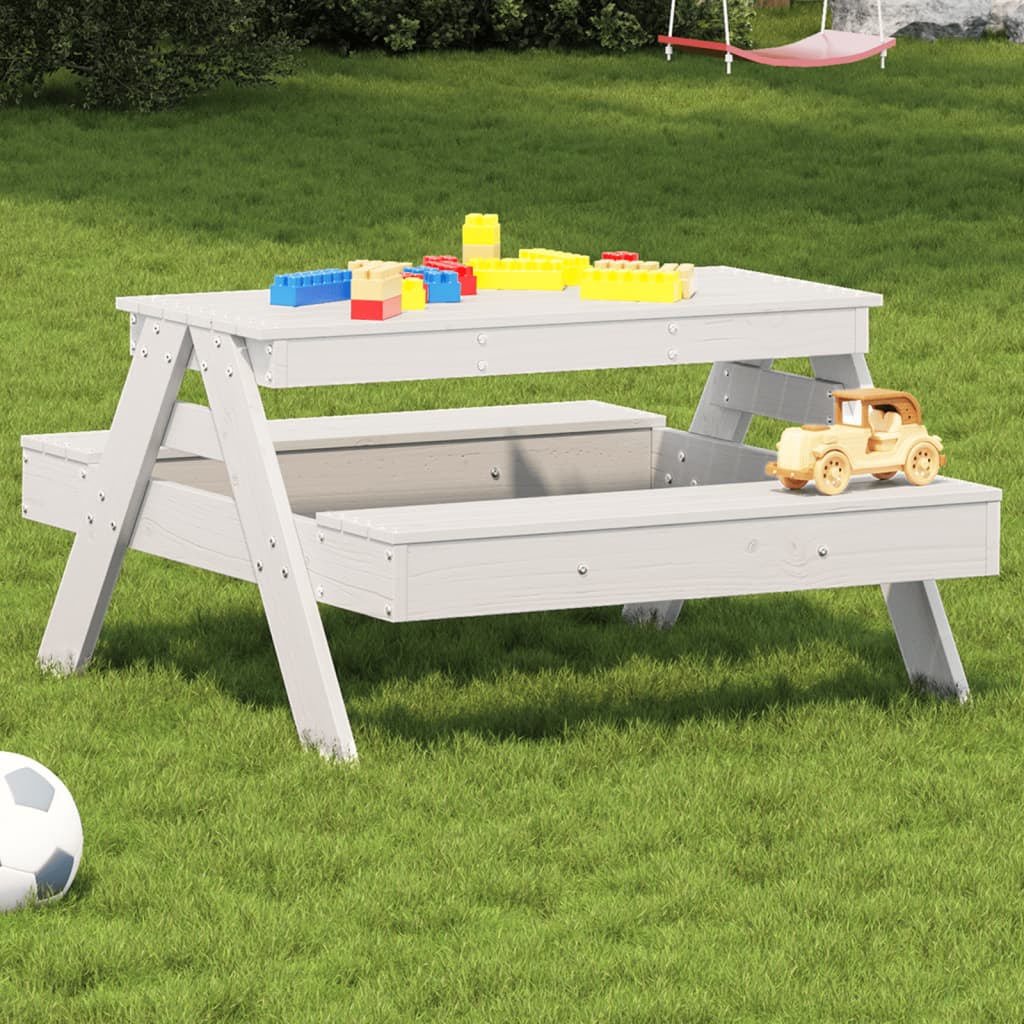 vidaXL Picnic Table for Kids Wax Brown 88x97x52 cm Solid Wood Pine - Picnic Tables from vidaXL