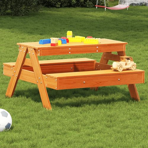 vidaXL Picnic Table for Kids Wax Brown 88x97x52 cm Solid Wood Pine - Picnic Tables from vidaXL
