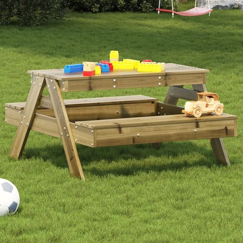 vidaXL Picnic Table for Kids Wax Brown 88x97x52 cm Solid Wood Pine - Picnic Tables from vidaXL