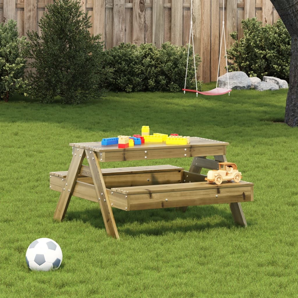 vidaXL Picnic Table for Kids Wax Brown 88x97x52 cm Solid Wood Pine - Picnic Tables from vidaXL