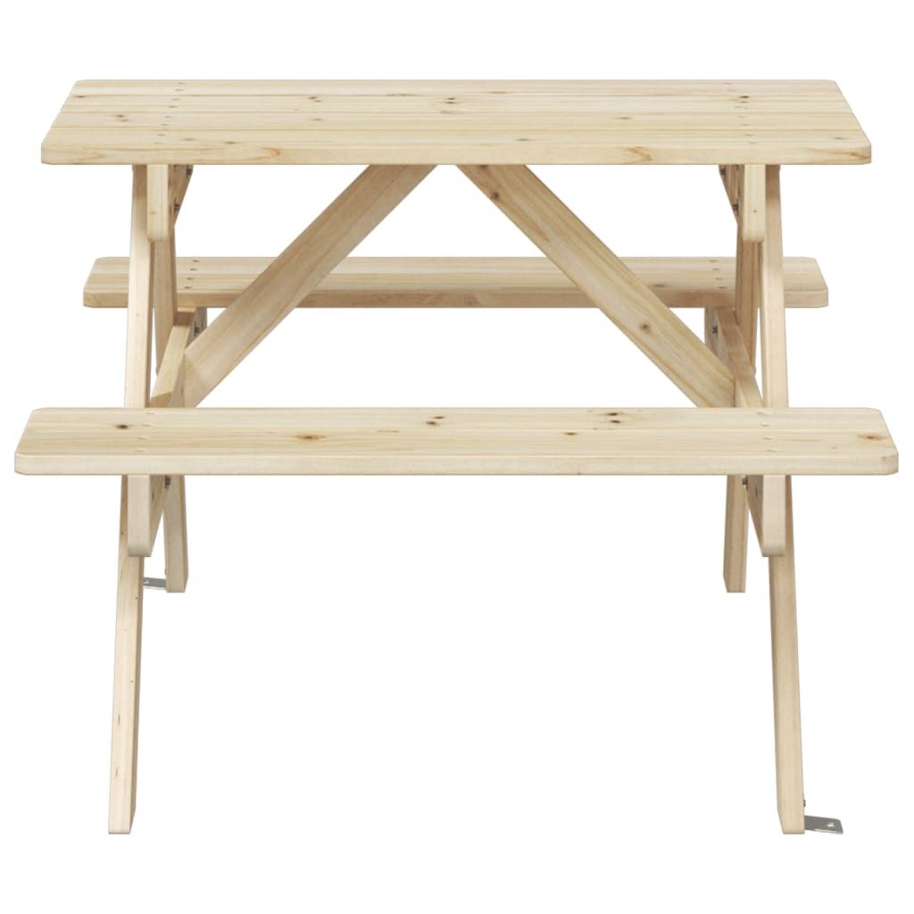 vidaXL Kids' Picnic Table with Benches and Parasol Multicolour Wood - Picnic Tables from vidaXL