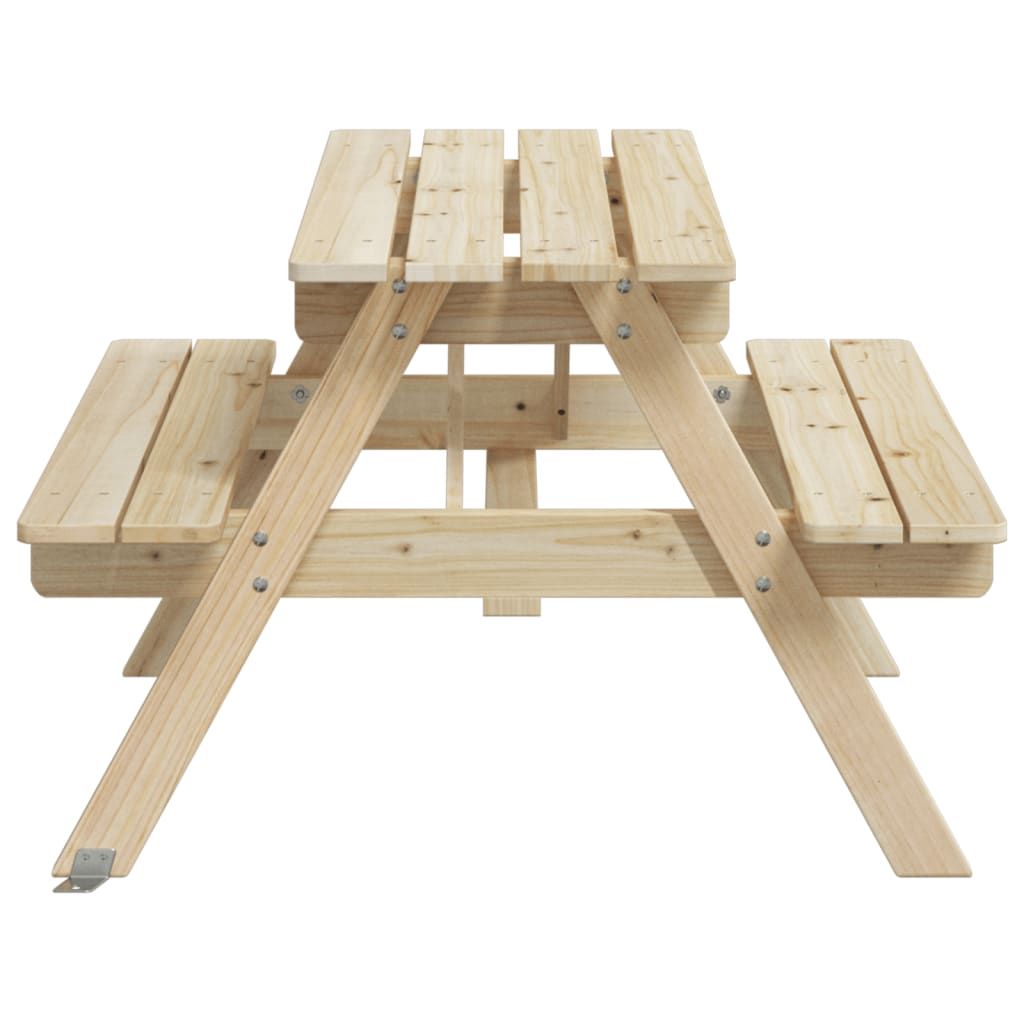 vidaXL Kids' Picnic Table with Benches and Parasol Multicolour Wood - Picnic Tables from vidaXL