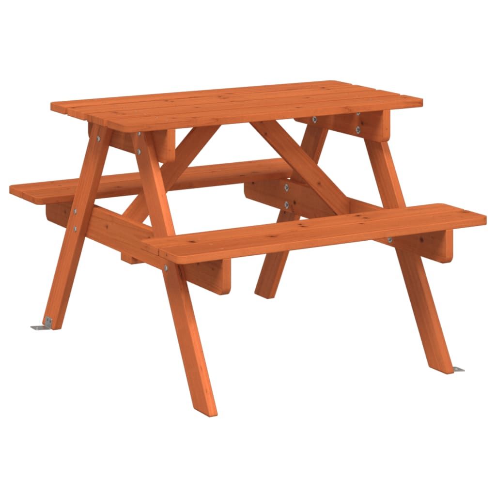 vidaXL Kids' Picnic Table with Benches and Parasol Multicolour Wood - Picnic Tables from vidaXL