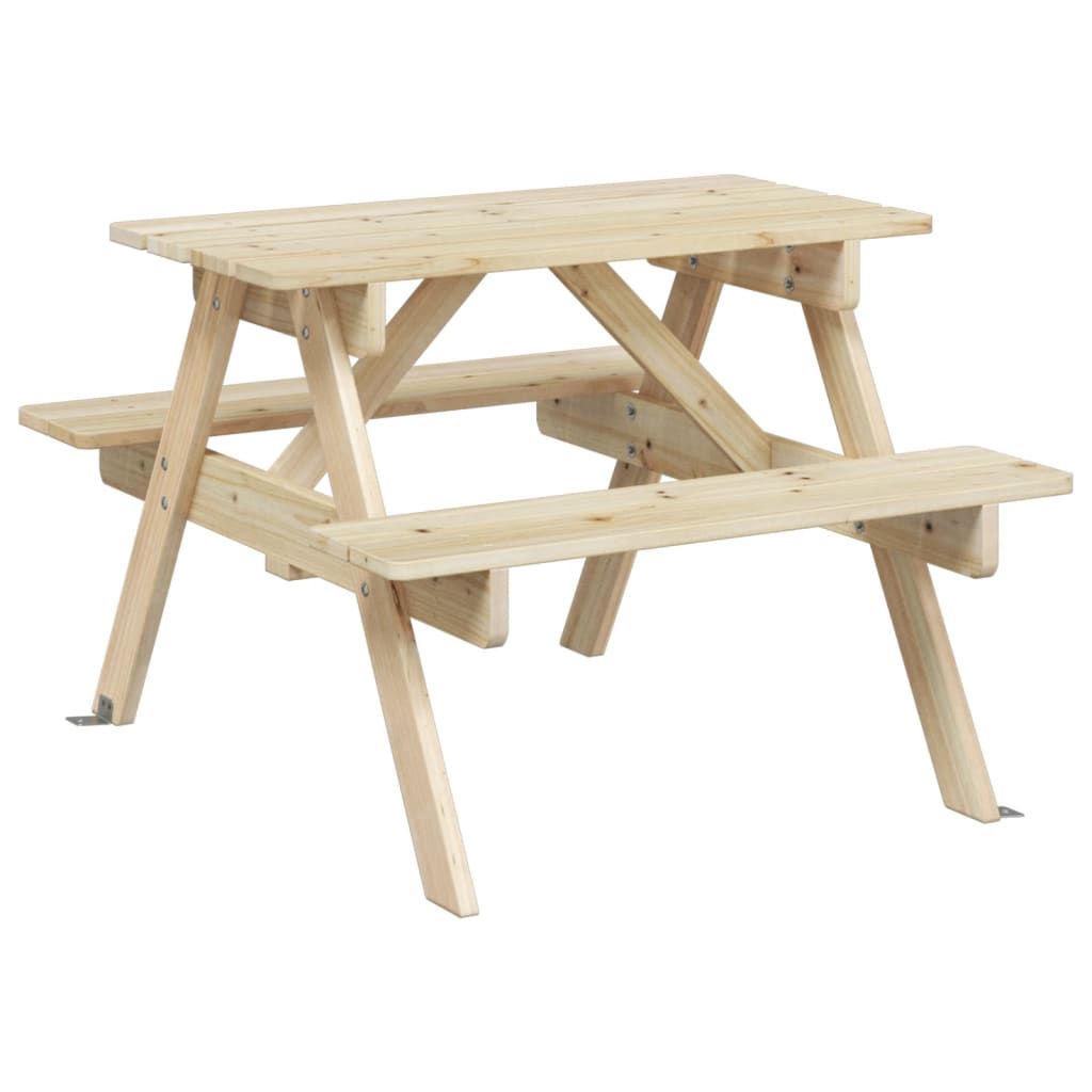 vidaXL Kids' Picnic Table with Benches and Parasol Multicolour Wood - Picnic Tables from vidaXL