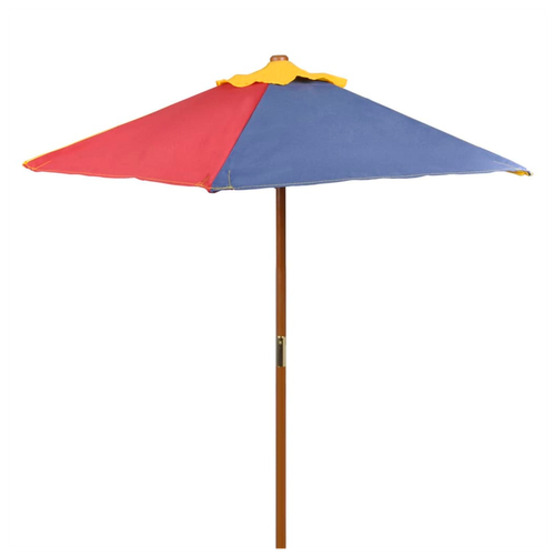 vidaXL Kids' Picnic Table with Benches and Parasol Multicolour Wood - Picnic Tables from vidaXL
