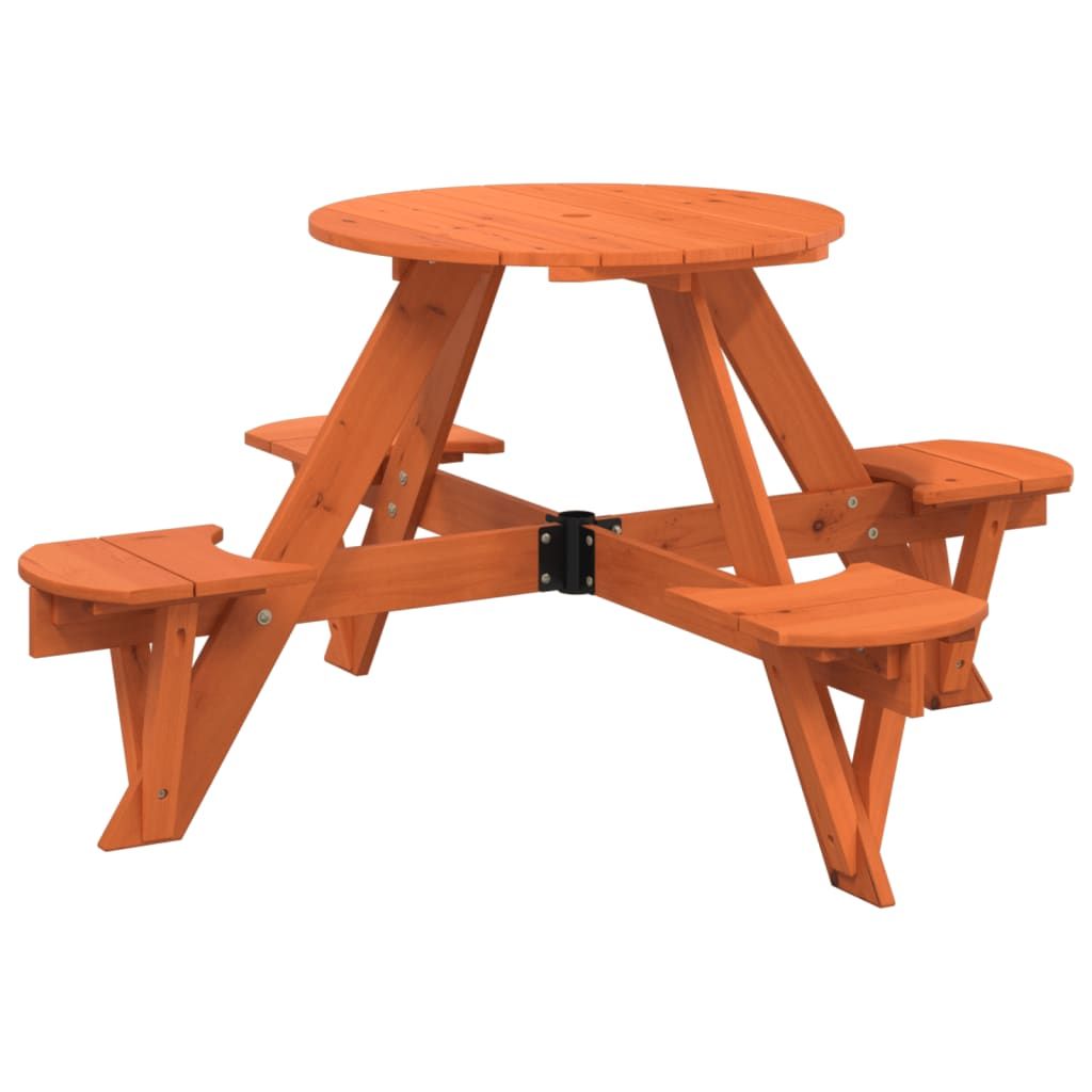 vidaXL Picnic Table for 4 Kids with Umbrella Hole Round Solid Wood Fir - Picnic Tables from vidaXL
