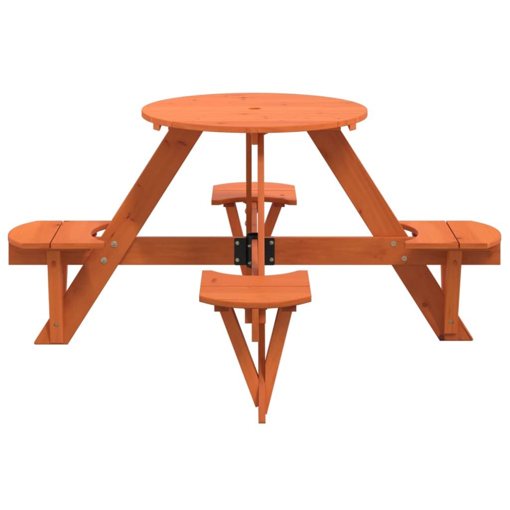 vidaXL Picnic Table for 4 Kids with Umbrella Hole Round Solid Wood Fir - Picnic Tables from vidaXL