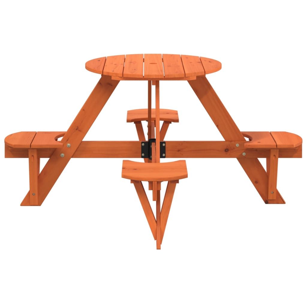 vidaXL Picnic Table for 4 Kids with Umbrella Hole Round Solid Wood Fir - Picnic Tables from vidaXL