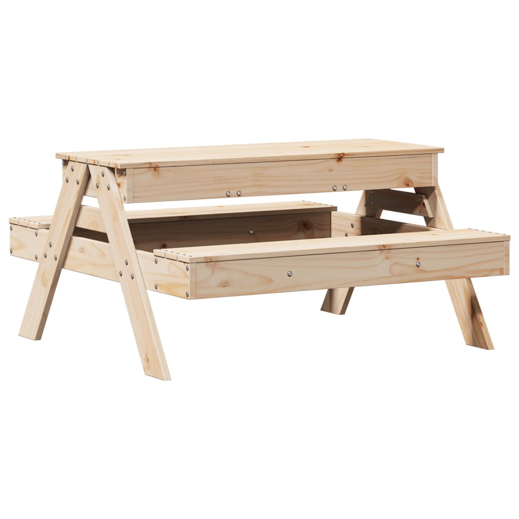 vidaXL Picnic Table with Sandpit for Kids Wax Brown Solid Wood Pine - Picnic Tables from vidaXL