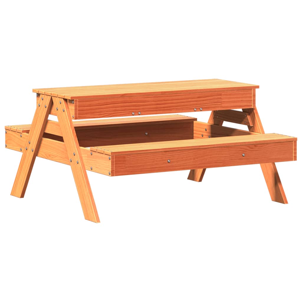 vidaXL Picnic Table with Sandpit for Kids Wax Brown Solid Wood Pine - Picnic Tables from vidaXL