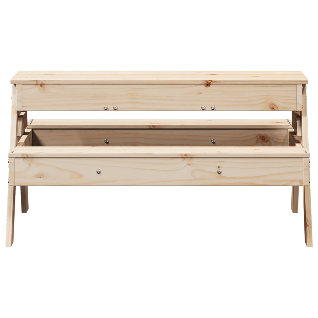 vidaXL Picnic Table with Sandpit for Kids Wax Brown Solid Wood Pine - Picnic Tables from vidaXL