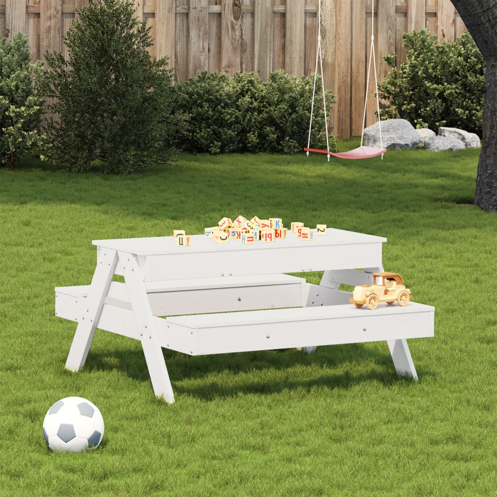 vidaXL Picnic Table with Sandpit for Kids Wax Brown Solid Wood Pine - Picnic Tables from vidaXL