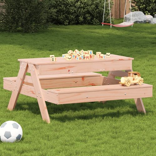 vidaXL Picnic Table with Sandpit for Kids Wax Brown Solid Wood Pine - Picnic Tables from vidaXL
