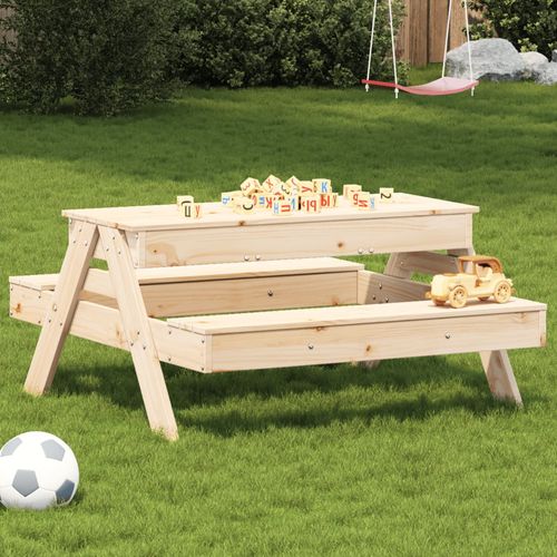 vidaXL Picnic Table with Sandpit for Kids Wax Brown Solid Wood Pine - Picnic Tables from vidaXL