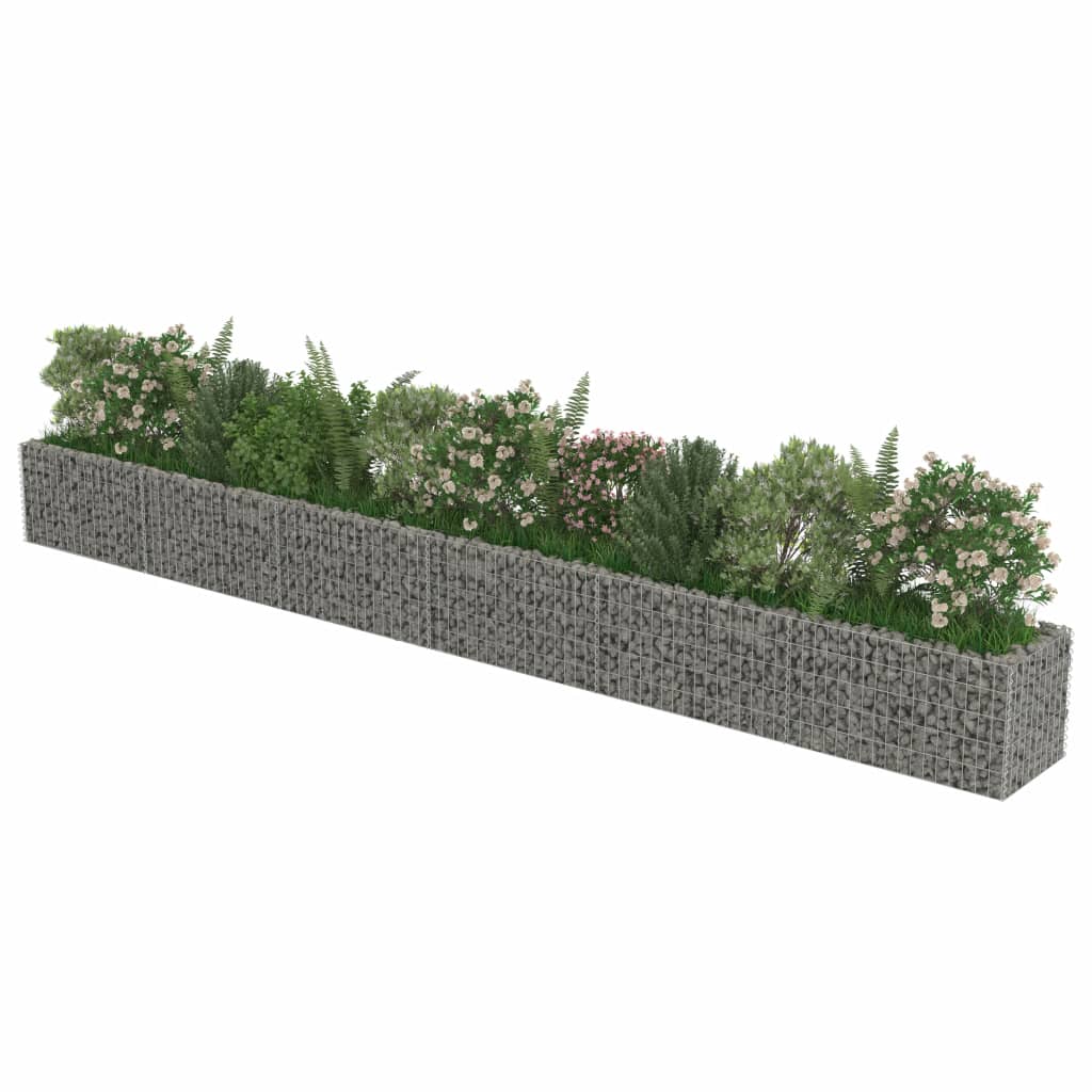 vidaXL Gabion Raised Bed Galvanised Steel 450x90x100 cm - Raised Beds from vidaXL