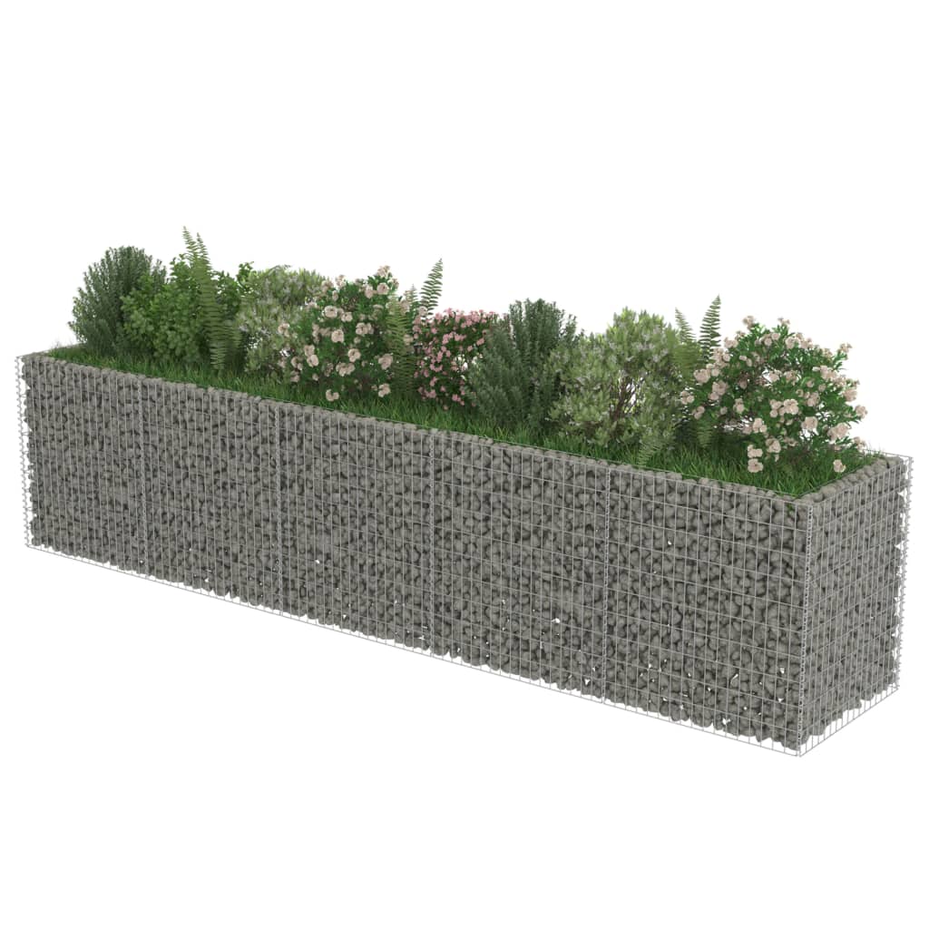 vidaXL Gabion Raised Bed Galvanised Steel 450x90x100 cm - Raised Beds from vidaXL