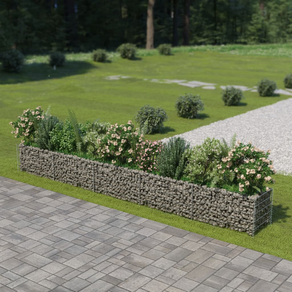 vidaXL Gabion Raised Bed Galvanised Steel 450x90x100 cm - Raised Beds from vidaXL