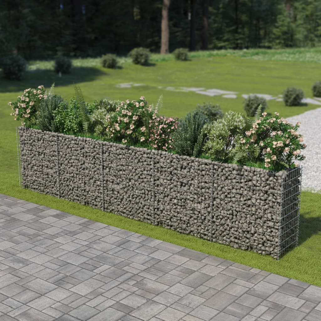 vidaXL Gabion Raised Bed Galvanised Steel 450x90x100 cm - Raised Beds from vidaXL