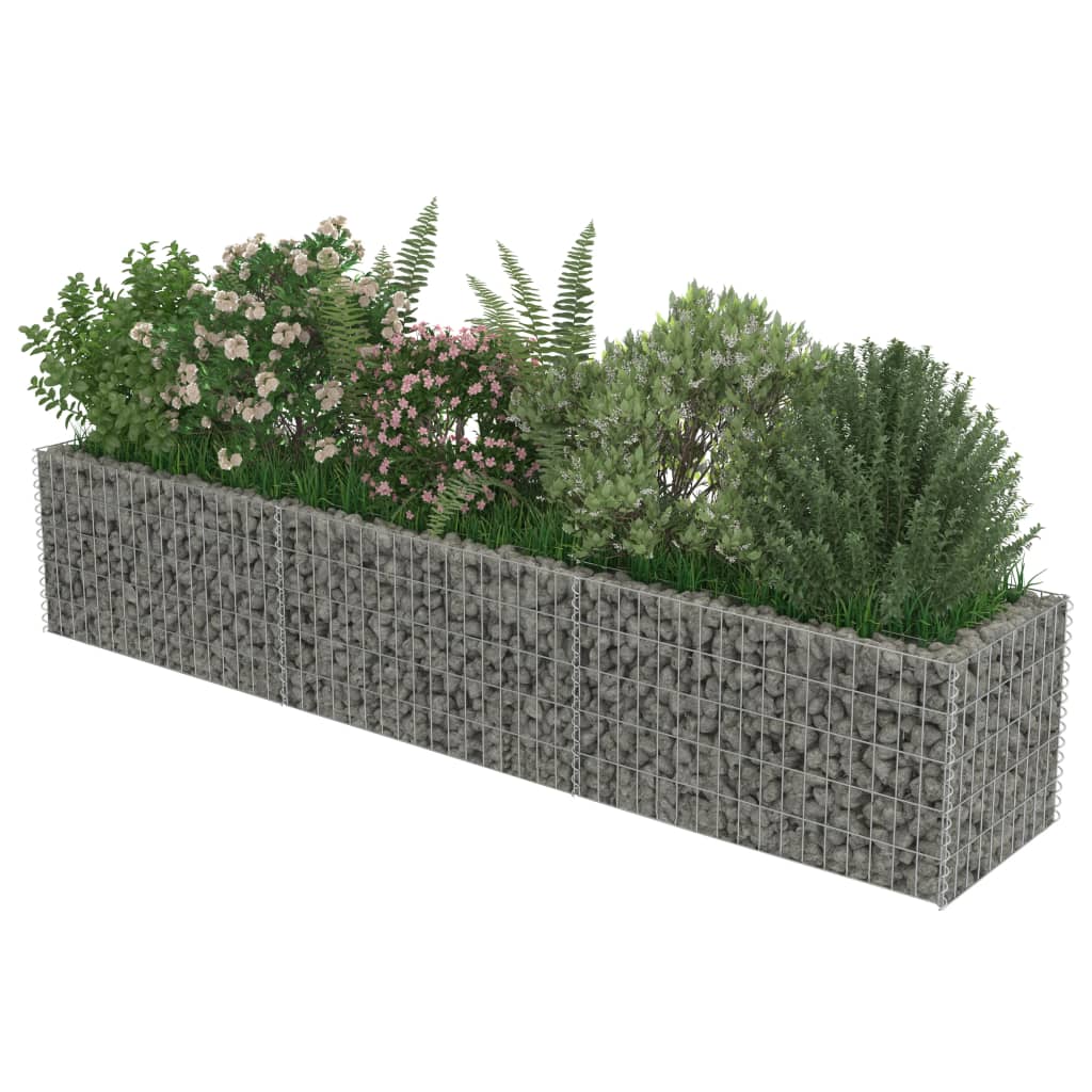 vidaXL Gabion Raised Bed Galvanised Steel 450x90x100 cm - Raised Beds from vidaXL