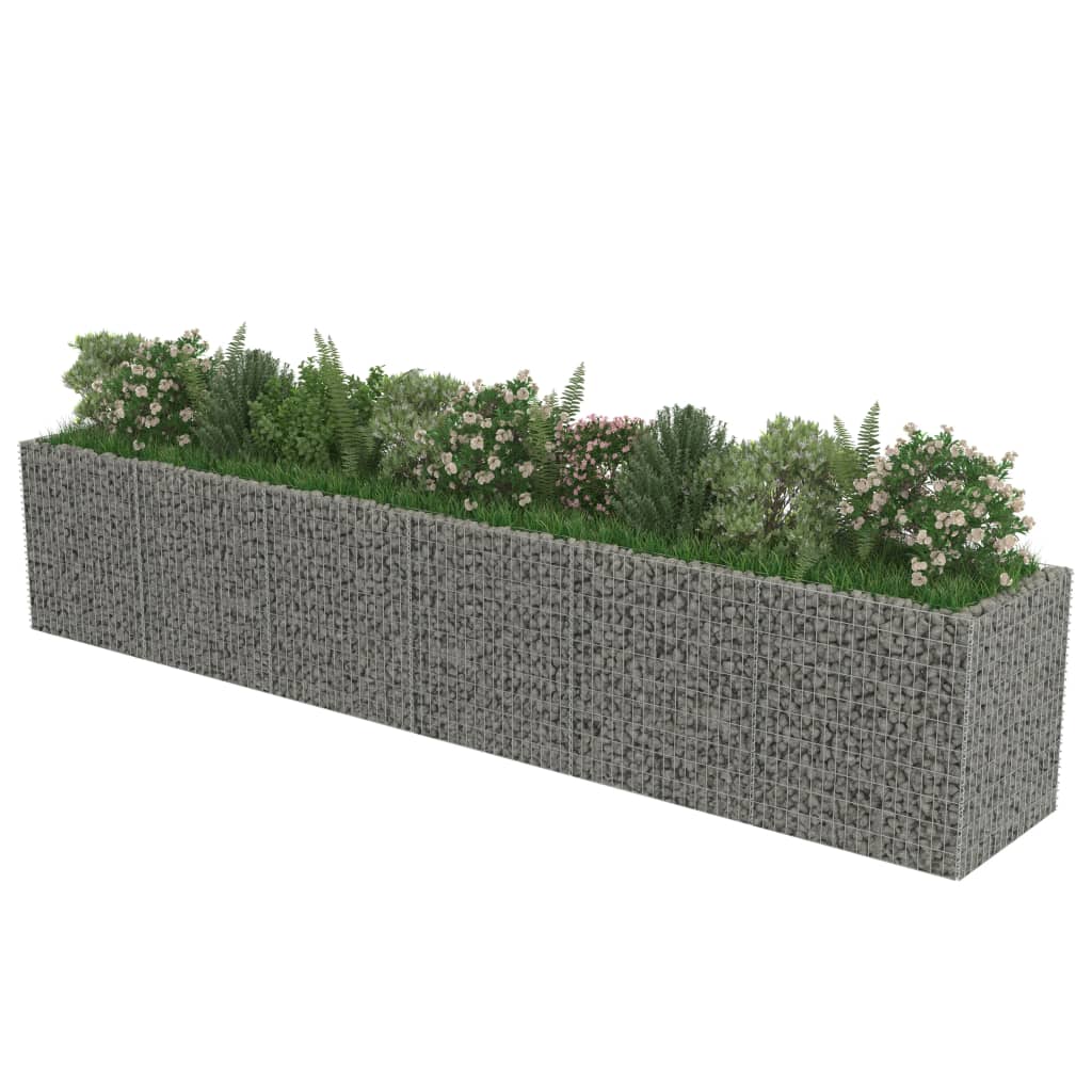 vidaXL Gabion Raised Bed Galvanised Steel 450x90x100 cm - Raised Beds from vidaXL