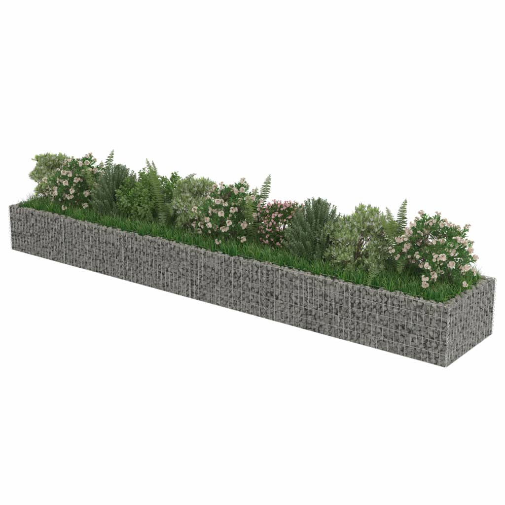 vidaXL Gabion Raised Bed Galvanised Steel 450x90x100 cm - Raised Beds from vidaXL