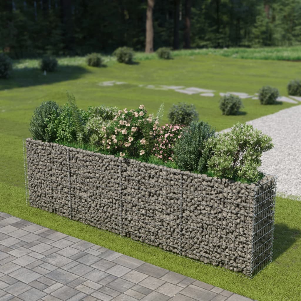 vidaXL Gabion Raised Bed Galvanised Steel 450x90x100 cm - Raised Beds from vidaXL