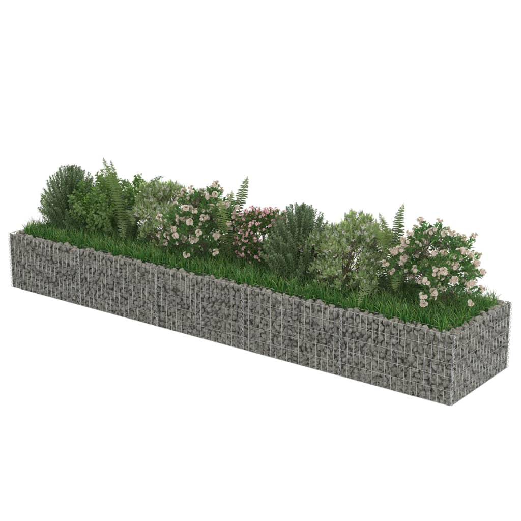 vidaXL Gabion Raised Bed Galvanised Steel 450x90x100 cm - Raised Beds from vidaXL