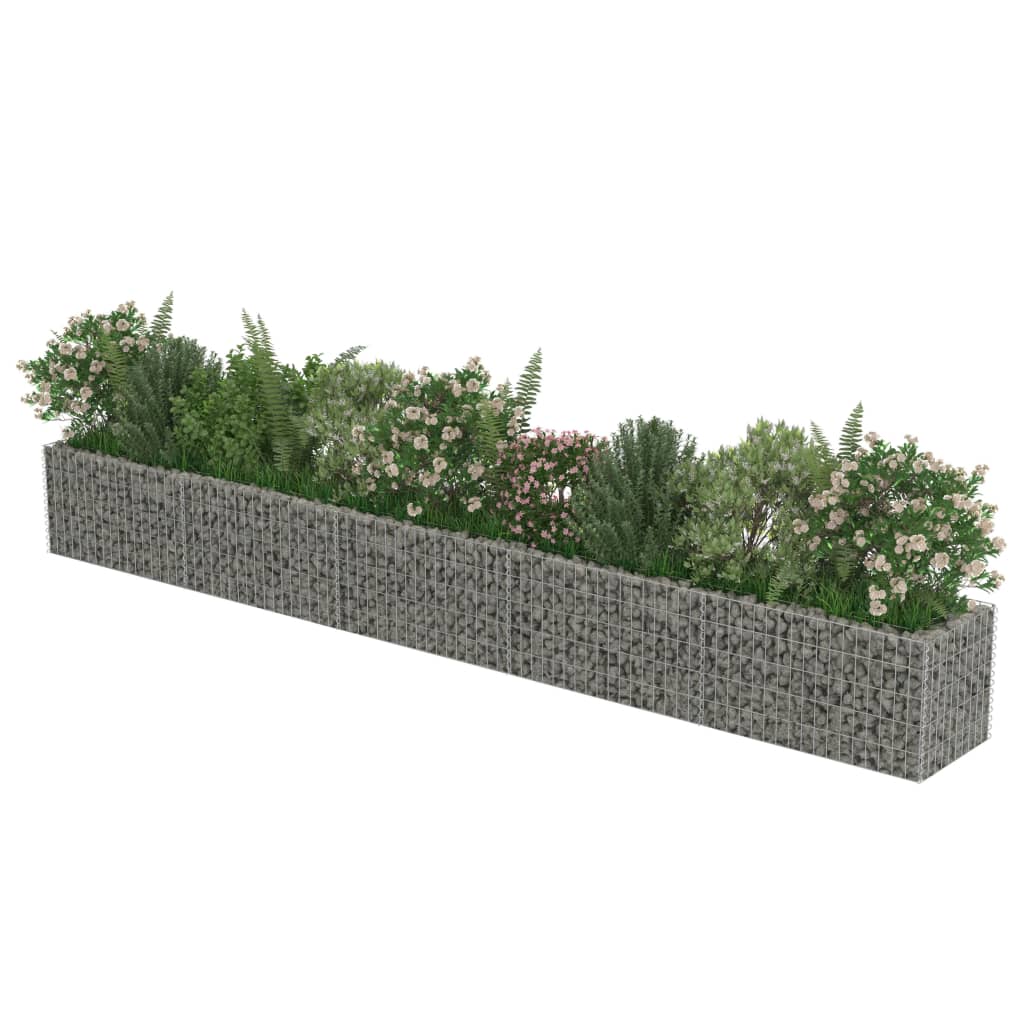 vidaXL Gabion Raised Bed Galvanised Steel 450x90x100 cm - Raised Beds from vidaXL