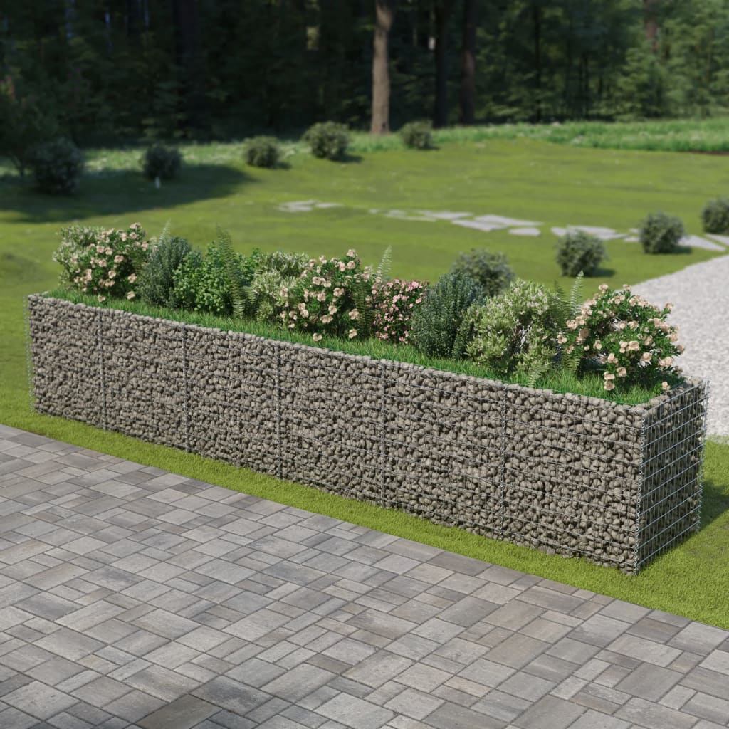 vidaXL Gabion Raised Bed Galvanised Steel 450x90x100 cm - Raised Beds from vidaXL