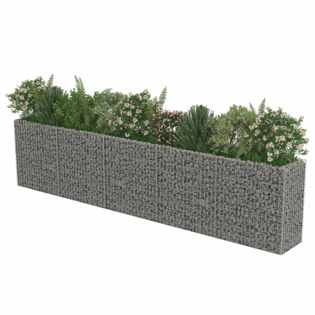 vidaXL Gabion Raised Bed Galvanised Steel 450x90x100 cm - Raised Beds from vidaXL