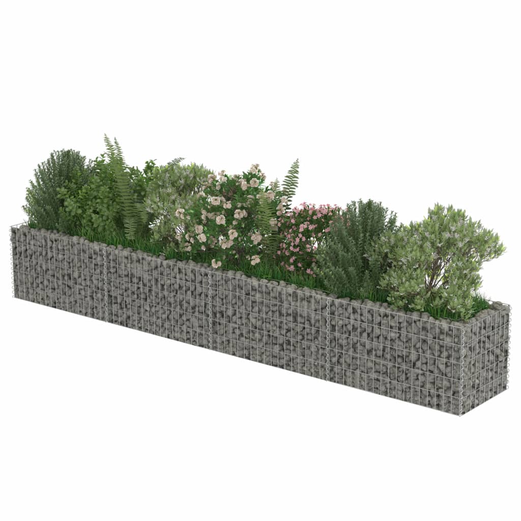 vidaXL Gabion Raised Bed Galvanised Steel 450x90x100 cm - Raised Beds from vidaXL