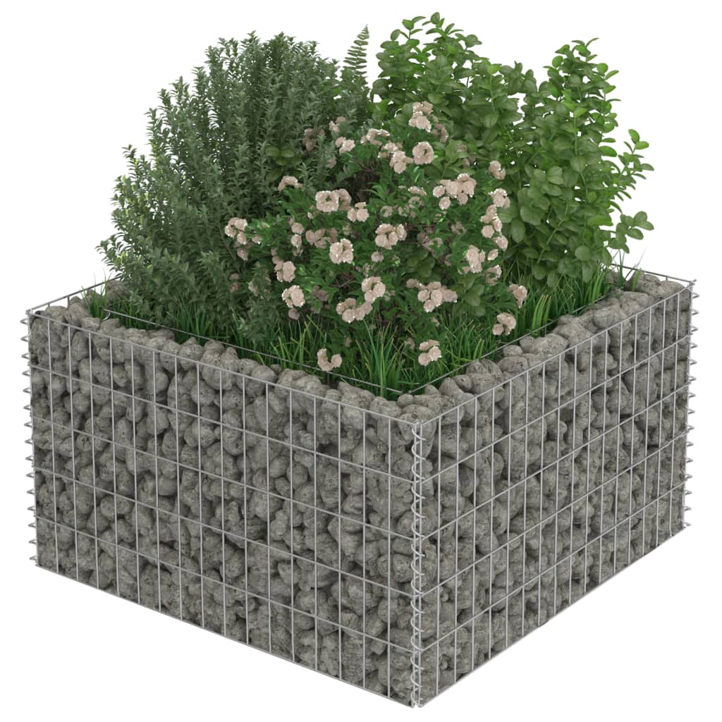 vidaXL Gabion Raised Bed Galvanised Steel 450x90x100 cm - Raised Beds from vidaXL