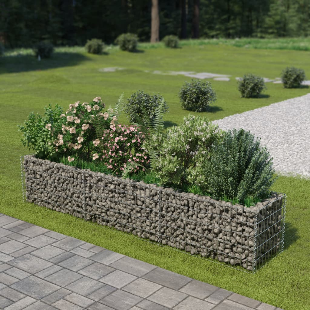 vidaXL Gabion Raised Bed Galvanised Steel 450x90x100 cm - Raised Beds from vidaXL