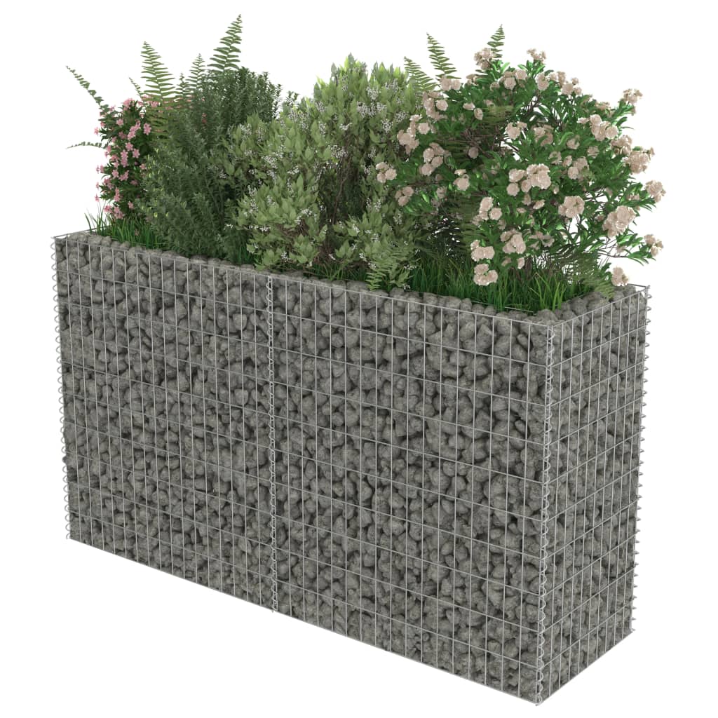 vidaXL Gabion Raised Bed Galvanised Steel 450x90x100 cm - Raised Beds from vidaXL